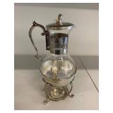 Silver-Plated Glass Coffee Carafe with Stand & Lid