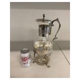 Silver-Plated Glass Coffee Carafe with Stand & Lid