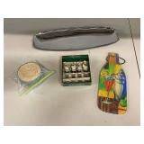 Diverse Vintage Kitchen Decor Set with Chrome Mirror & Spreader Set