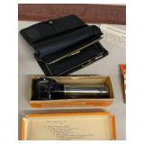 Vintage Tools and Collectibles: Lighthouse Flash Magnifier, Slide Rule, Hand Warmer