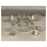 Vintage Cut Glass Bowl, Dish & Shaker Lot