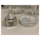 Vintage Cut Glass Bowl, Dish & Shaker Lot