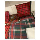 Assorted Decorative Throw Pillows: Plaid, Geometric, Botanical