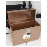 Vintage Desk Lamp, Metal File Box & Folding Chair Set