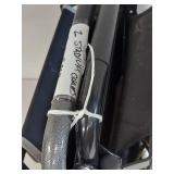 Vintage Desk Lamp, Metal File Box & Folding Chair Set