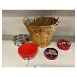 Wicker Basket with 4 Festive Tin Containers Collection