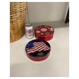 Wicker Basket with 4 Festive Tin Containers Collection