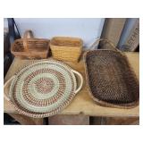 Collection of 4 Woven and Wood Baskets - Longaberger, Mayan Hands, Woven Selections