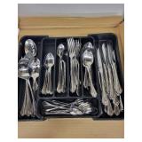 Elegant 60-Piece Silver-Plated Flatware Set with Storage Tray