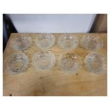 Set of 8 Glass Bowls with Starburst Pattern