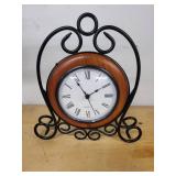 Decorative Tabletop Clock with Metal Stand and Roman Numerals