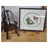 Decorative Bird Cross Stitch with Wooden Rocking Chair Model