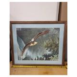 Framed Embroidered Bald Eagle Art