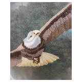 Framed Embroidered Bald Eagle Art