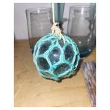 Decorative Nautical-Themed Collection with Pewter Candle Holders and Glassware