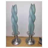 Decorative Nautical-Themed Collection with Pewter Candle Holders and Glassware