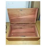 Collection of Art and Decorative Items: Framed Print, Cedar Box, Picture Tile, Horn Cribbage Board