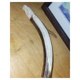 Collection of Art and Decorative Items: Framed Print, Cedar Box, Picture Tile, Horn Cribbage Board