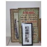 Set of 3 Decorative Wall Art Pieces - Inspirational and Vintage Prints