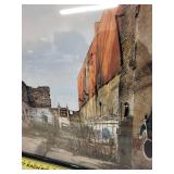 Set of 2 Framed Art Pieces: Urban Ruins Photography and Cat