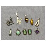 Sterling Silver Pendant Lot, Various Designs, Gemstones