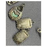 Sterling Silver Pendant Lot, Various Designs, Gemstones