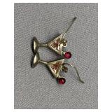 Sterling Silver Martini Glass Earrings Vintage