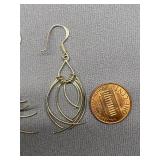 Sterling Silver Dangle Earrings 925 Overlapping Wire