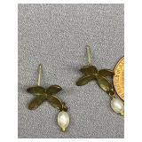 Handcrafted Floral Pearl Earrings with Sterling Silver Posts