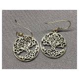 Sterling Silver Tree of Life Earrings .925 Dangle