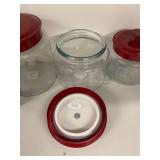 4-Piece Glass Jar Set with Red Airtight Lids
