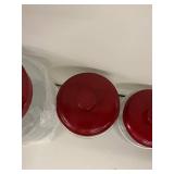 4-Piece Glass Jar Set with Red Airtight Lids