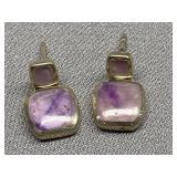 Sterling Silver Earrings with Purple Gemstones
