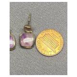 Sterling Silver Earrings with Purple Gemstones