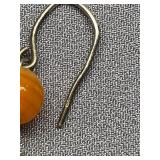 Sterling Silver Earrings with Orange and Green Beads