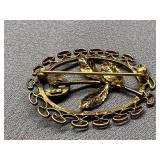 Sterling Silver Opal Floral Vintage Brooch 925