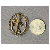 Sterling Silver Opal Floral Vintage Brooch 925