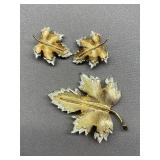 Leaf Brooch Pin Set - Vintage Gold Tone