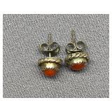 Vintage Sterling Silver Coral Earrings