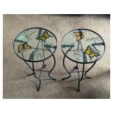 Vintage Glass Butterfly End Tables