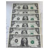 2003 Green Seal $1 Dollar Federal Reserve Star Notes Consecutive Uncirculated