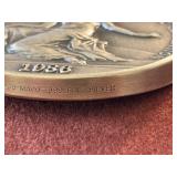 1986 .999 Fine Silver Putnam Coin Club Medallion 1.43 Troy Ounces