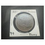 1837 Quebec Large Cent - LC912 Variety, Rarer No Period, Rarer Medal Alignment Variety