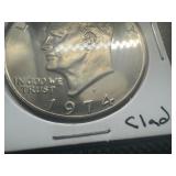 1974 S Gem Proof Clad IKE Dollar, Very Near Perfect, Deep Mirrors, Pulled from Set