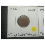(2) Tougher Find World Coins. 1883 Portugal X REIS and 1966 Trinidad & Tobago Penny, Both Average Circulation