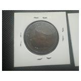 1870 Spanish Diez Centimos and AU 1954 Belgian 20 Centimes