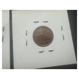 1870 Spanish Diez Centimos and AU 1954 Belgian 20 Centimes