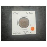 1936 AU Red India 1/2 Pice. Harder find in AU