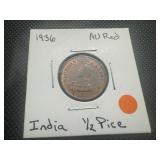 1936 AU Red India 1/2 Pice. Harder find in AU