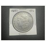 1885 VF+ Morgan Dollar. Authentic patina with some mint luster remaining.